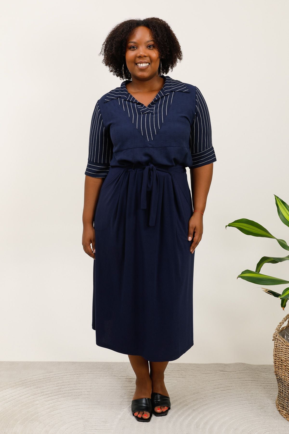 Jupe longue  stretch bleu marine