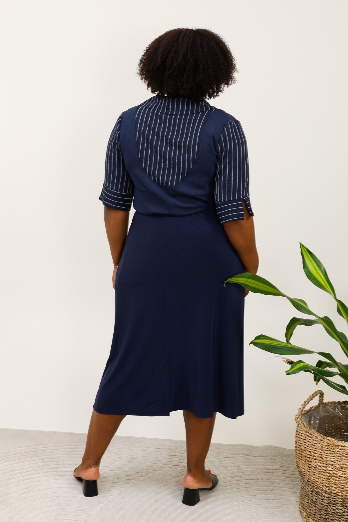 Jupe longue  stretch bleu marine
