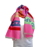 Écharpe colorée à franges Rayures LOVE et FREEDOM