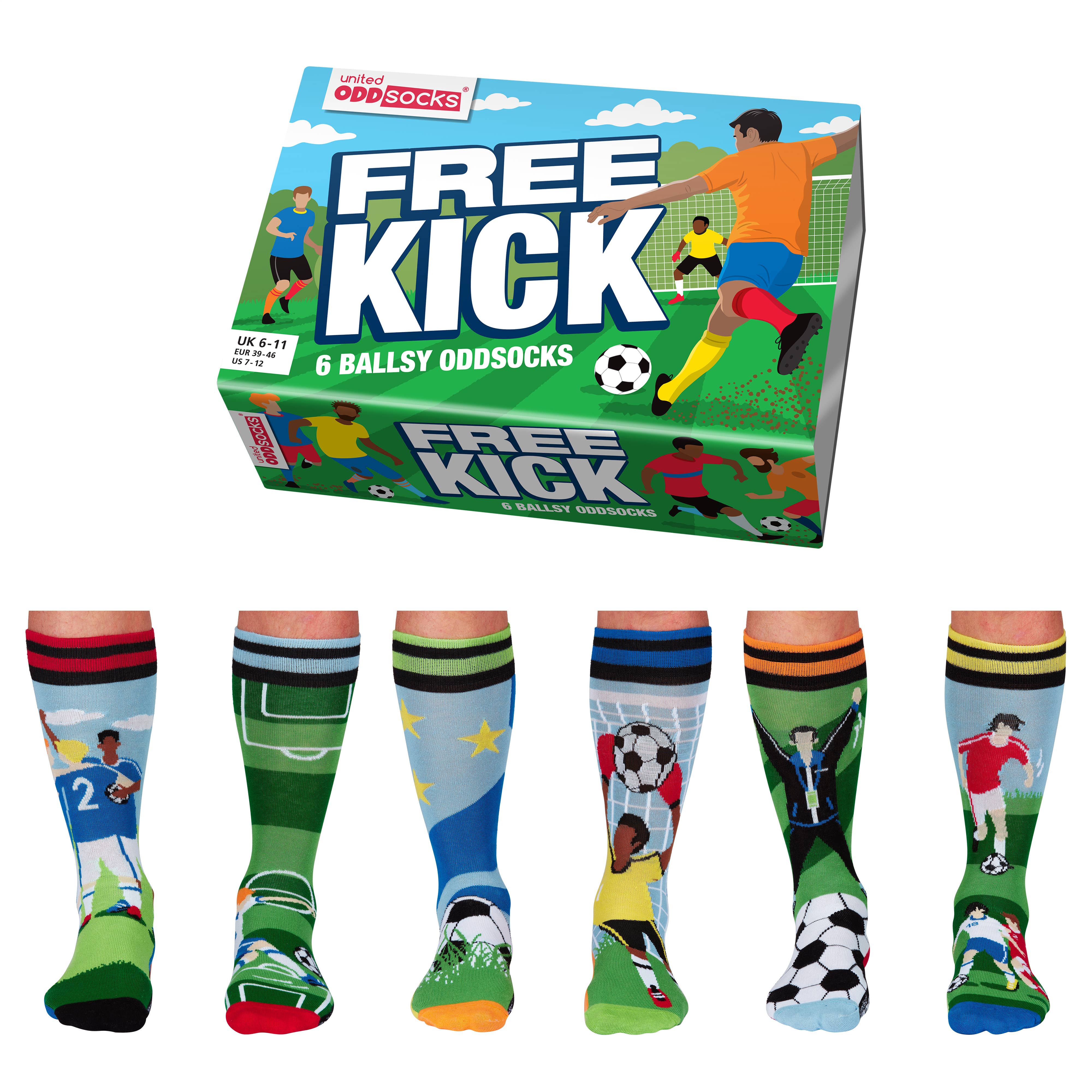 FREE KICK | Coffret cadeau de 6 chaussettes dépareillées - 39-46