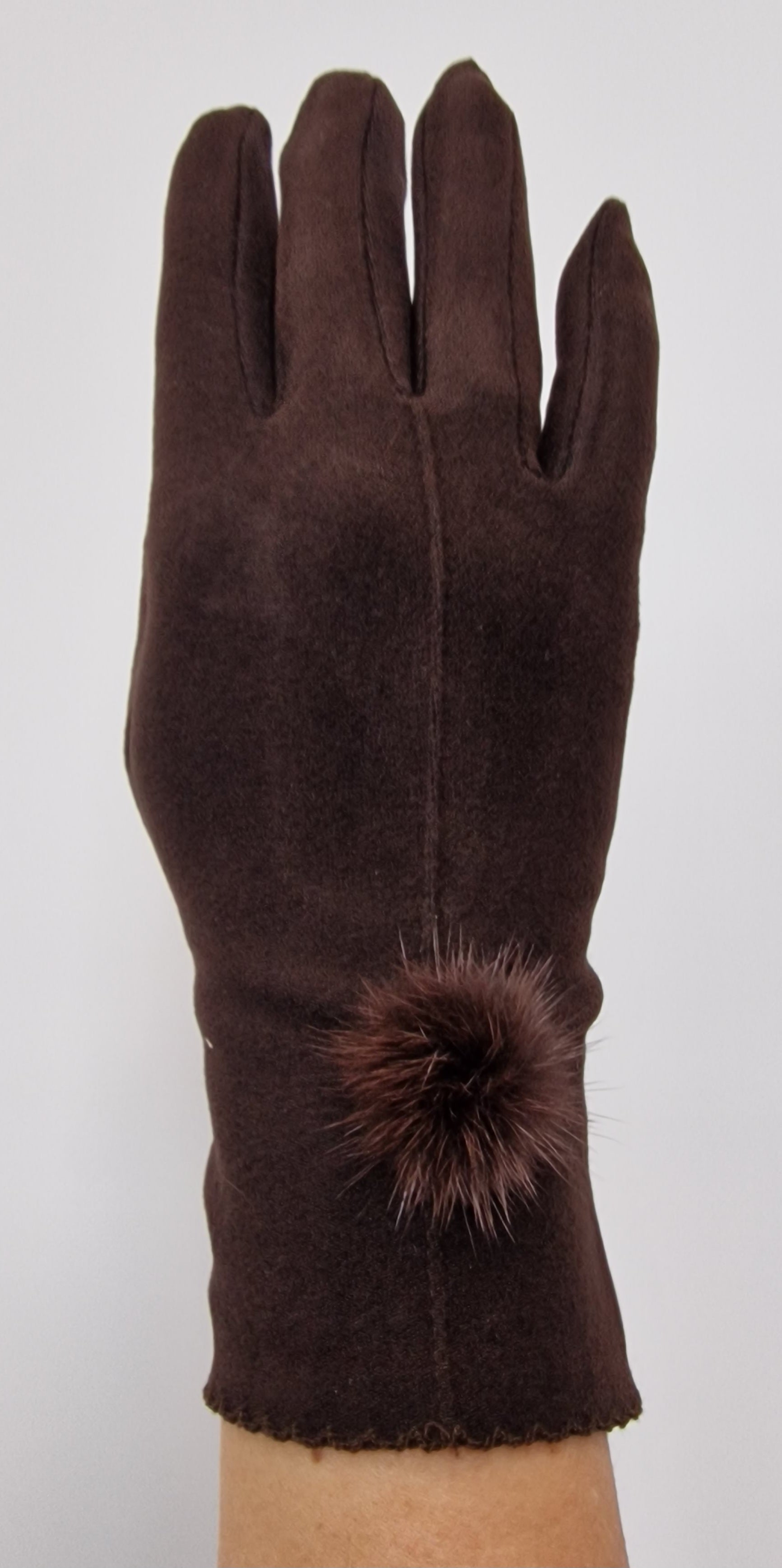 Gants en suédine avec ponpom