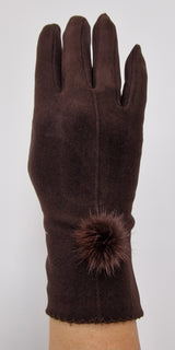 Gants en suédine avec ponpom