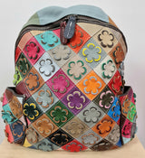 Sac à dos en cuir fleurs multicolores