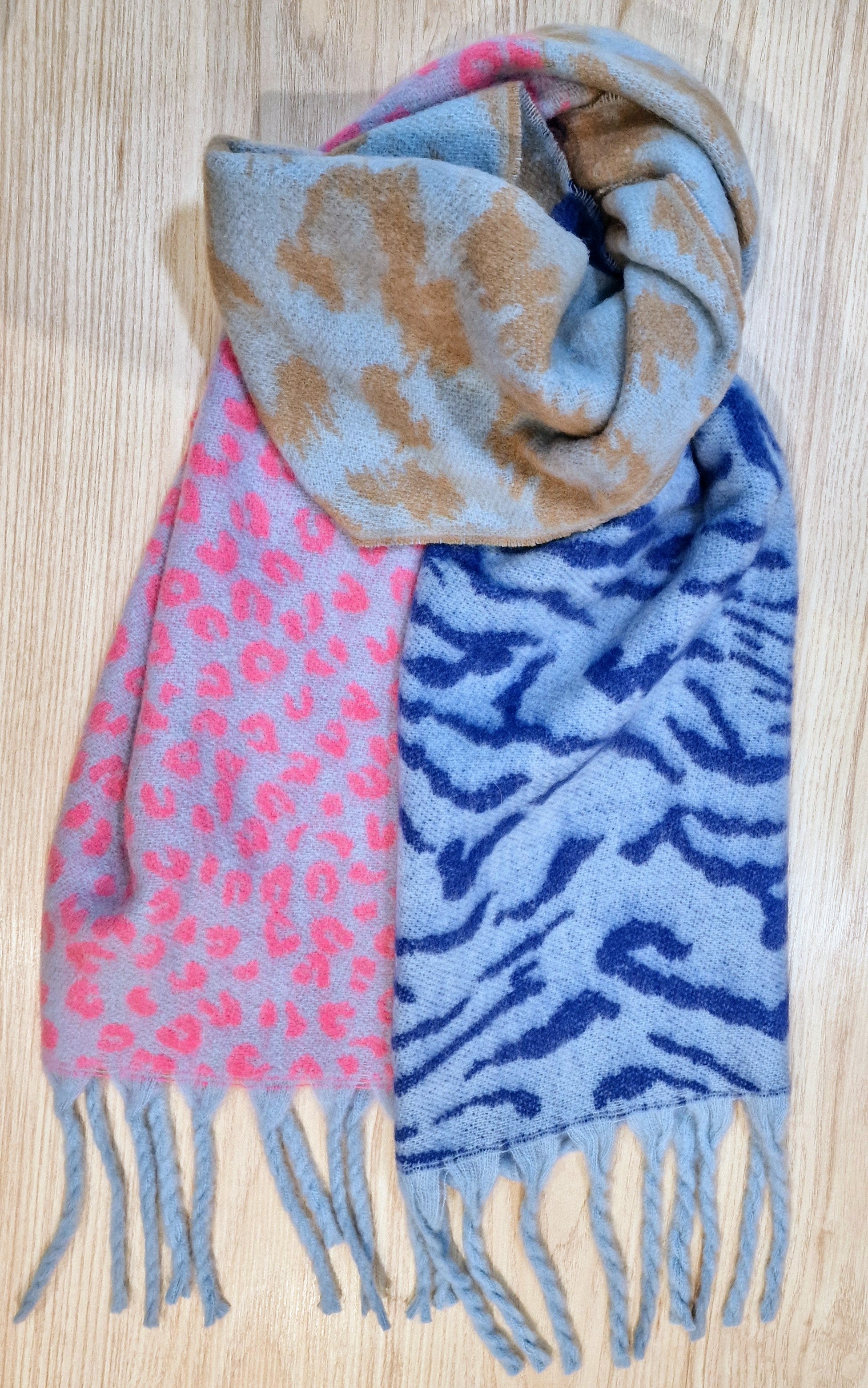 Echarpe à franges 3 couleurs jungle