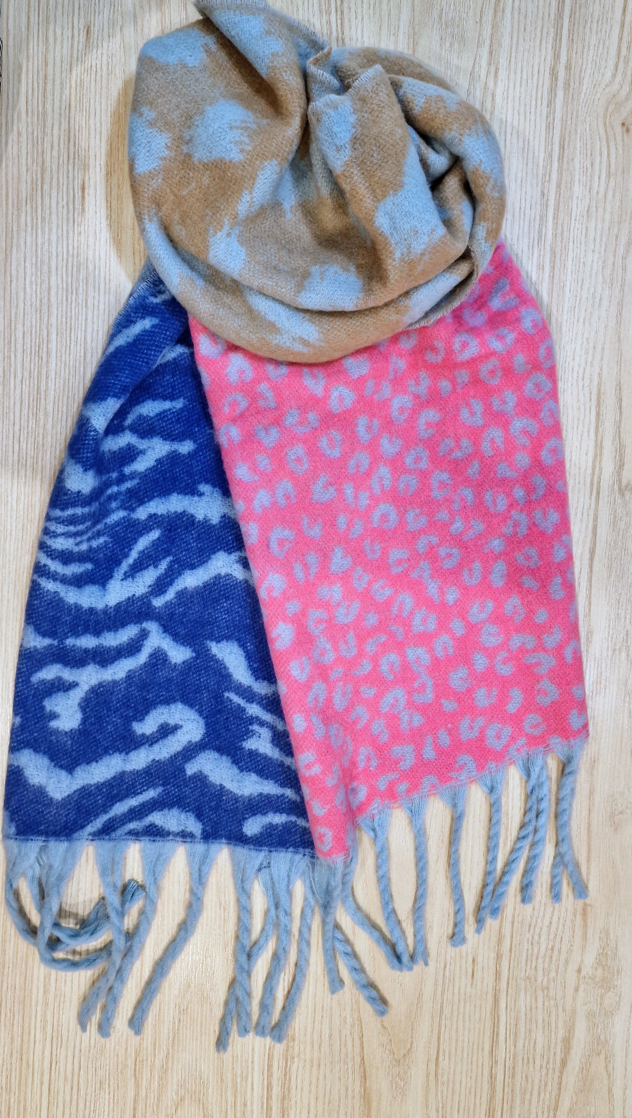 Echarpe à franges 3 couleurs jungle