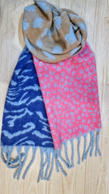 Echarpe à franges 3 couleurs jungle