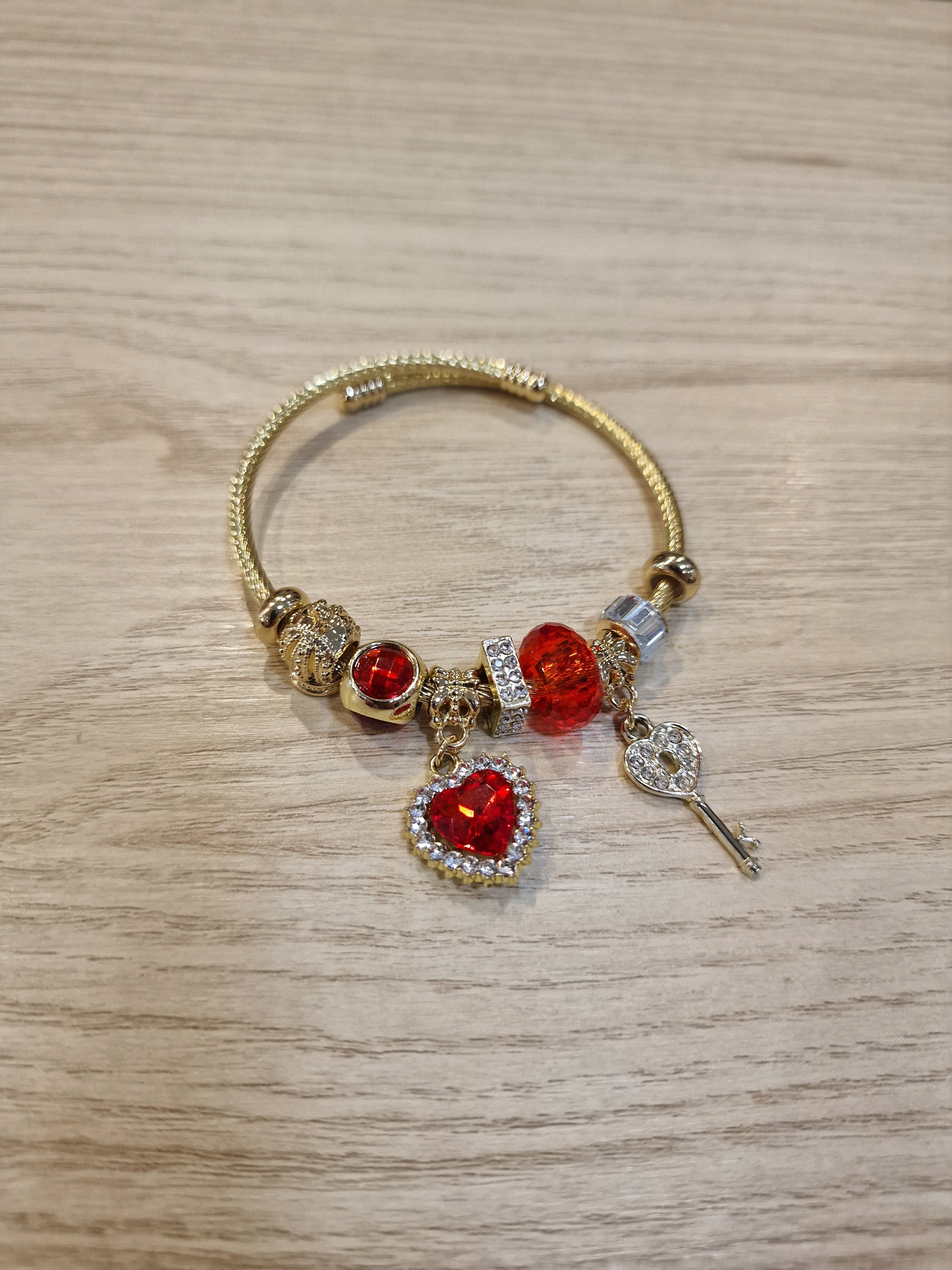 Bracelet souple Coeur et Clé