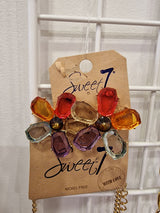 Boucles d'oreilles fleurs colorées et transparentes