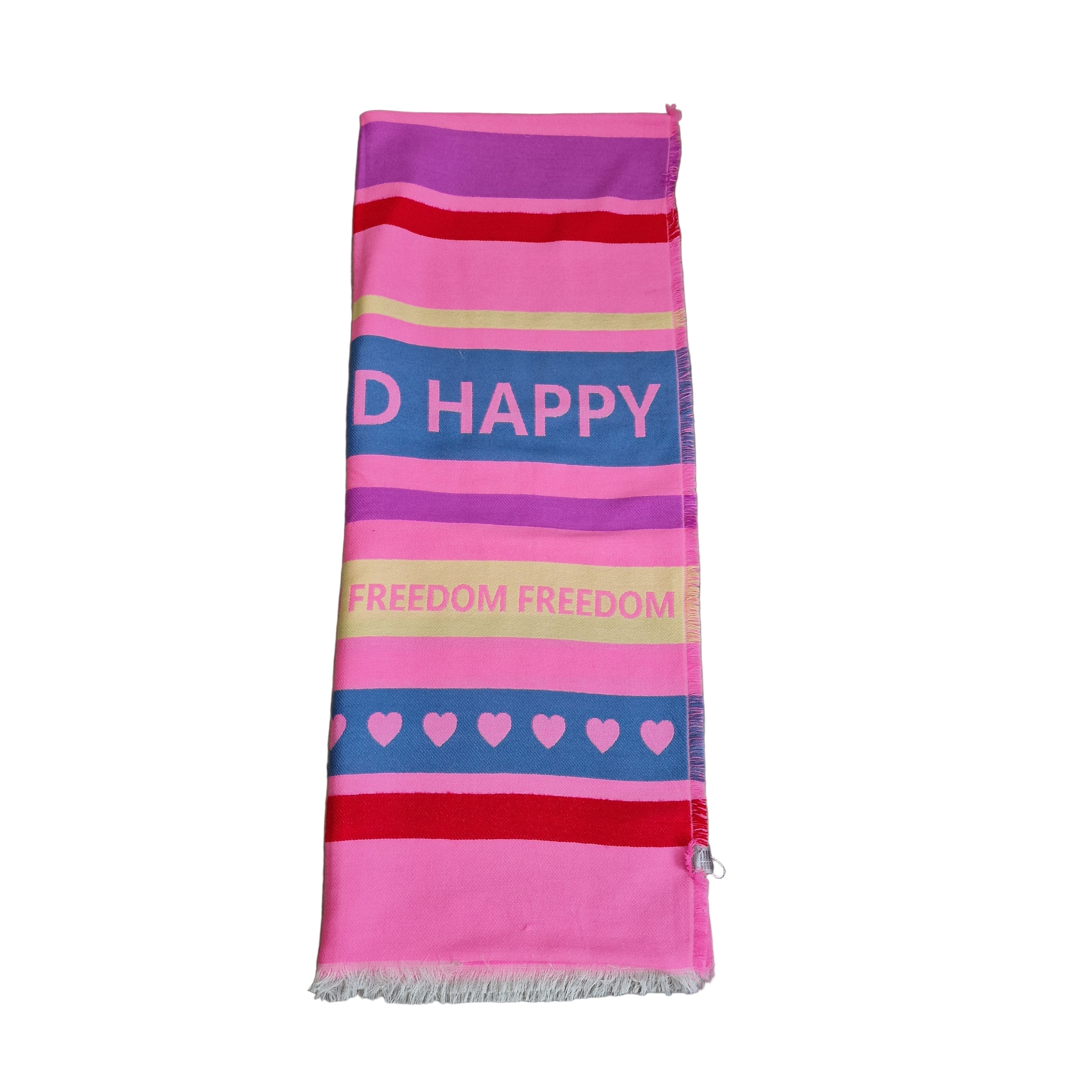 Écharpe colorée à franges Rayures LOVE et FREEDOM
