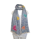 Écharpe colorée à franges léopard et coeur