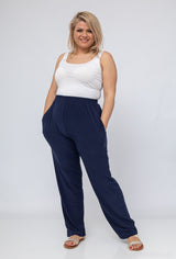 Pantalon droit taille élastique avec poches