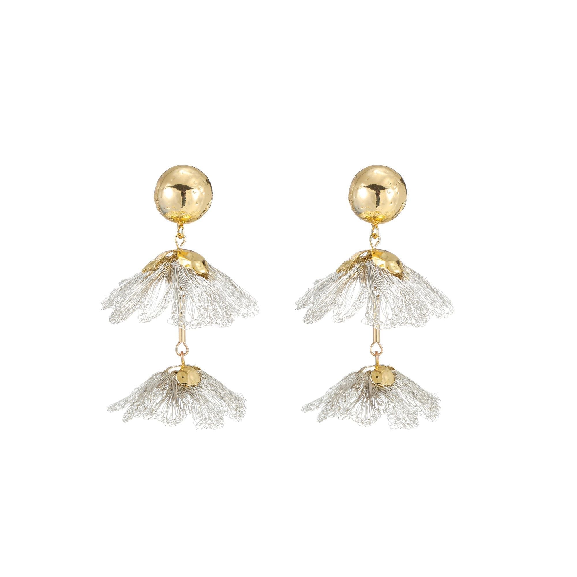 Boucles d'oreilles - Fleurs pendantes fil métal