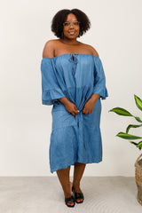 Robe en jean avec col élastique