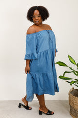 Robe en jean avec col élastique