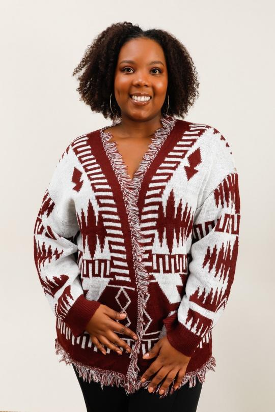 Gilet ouvert avec franges