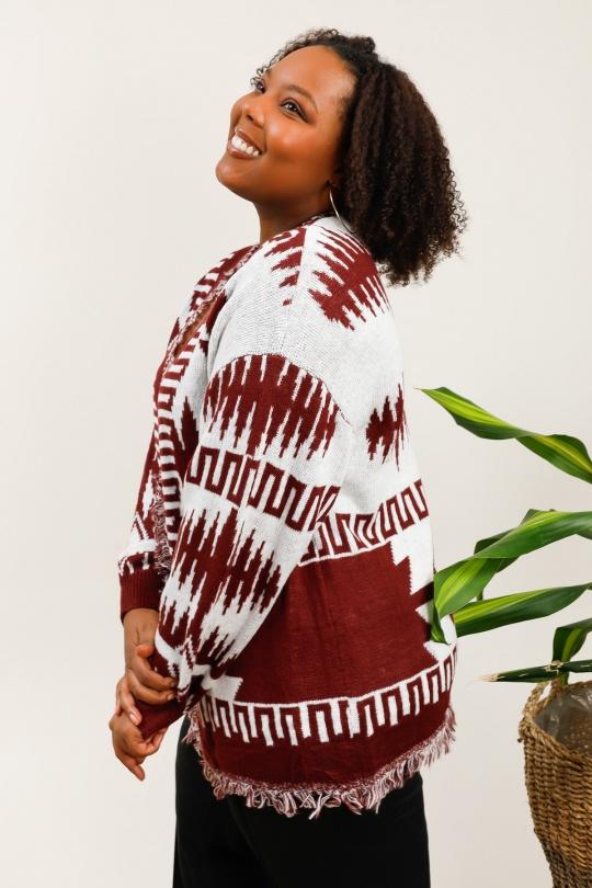 Gilet ouvert avec franges