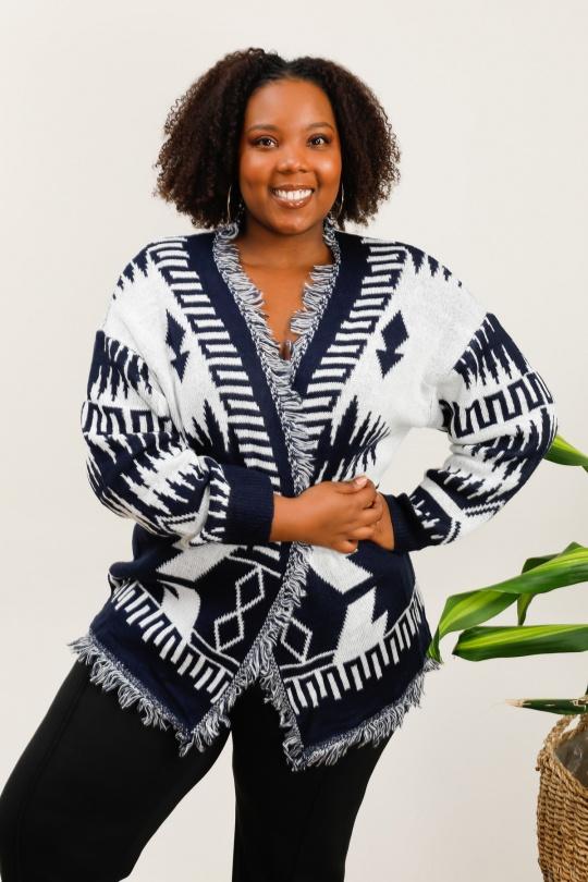 Gilet ouvert avec franges