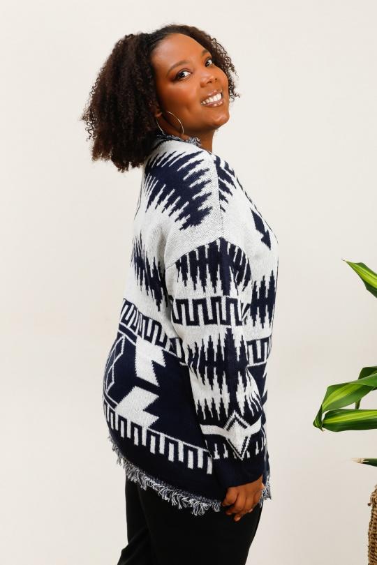 Gilet ouvert avec franges