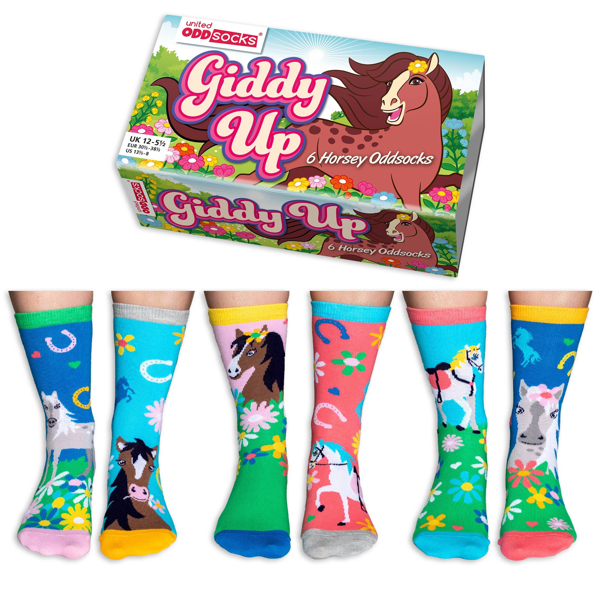 GIDDY UP | Coffret cadeau de 6 chaussettes dépareillées - 30.5 - 38.5