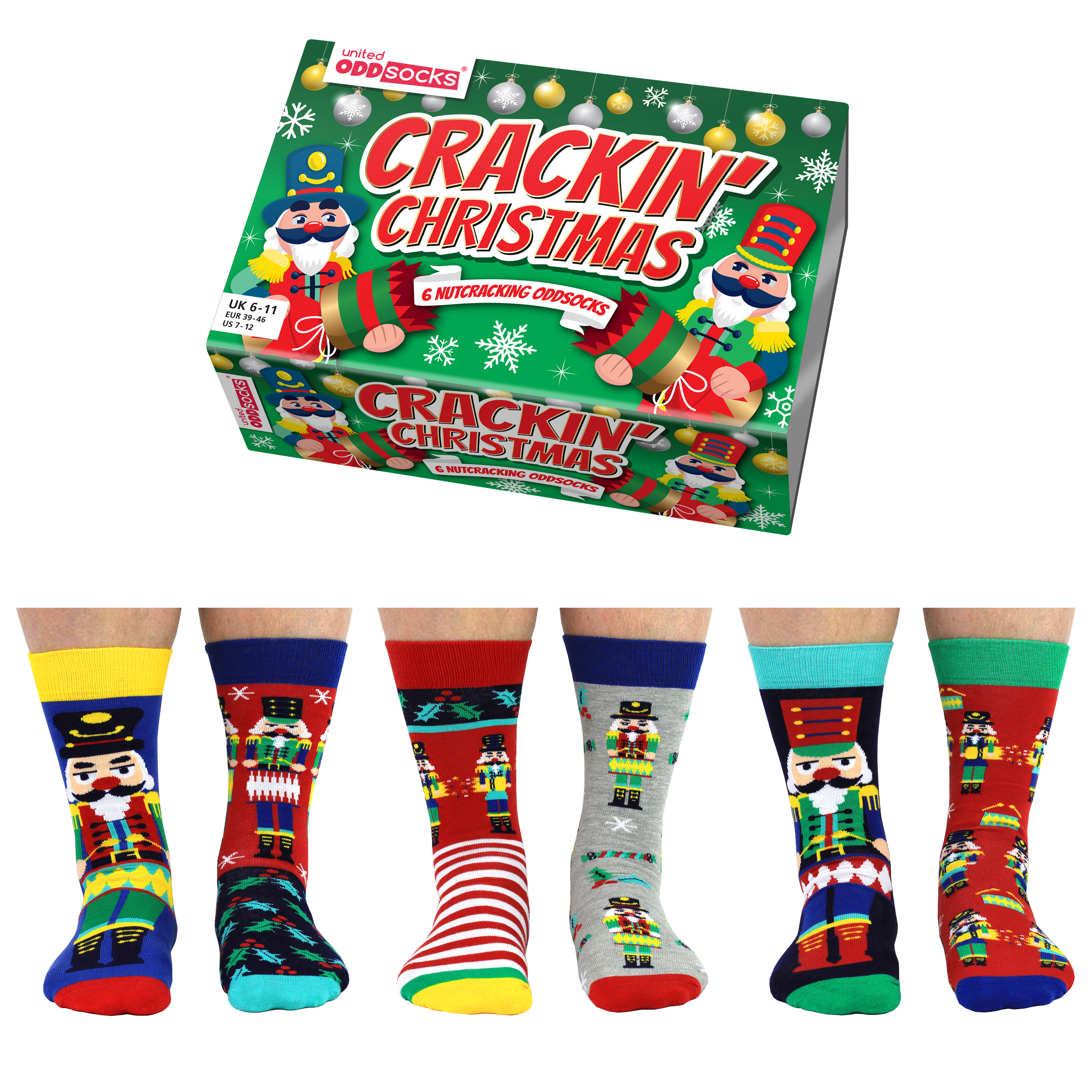 CRACKIN' CHRISTMAS | Coffret cadeau de 6 chaussettes dépareillées - 39-46