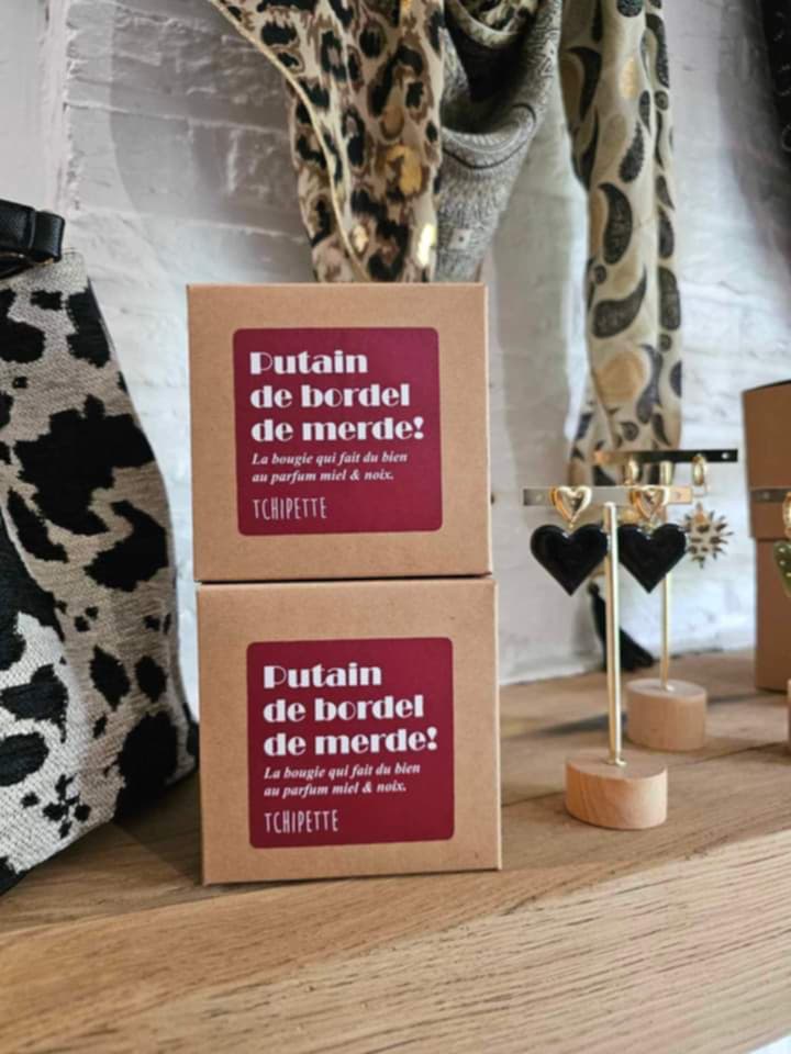 Bougie artisanale - Putain de bordel de merde ! (miel et noix)