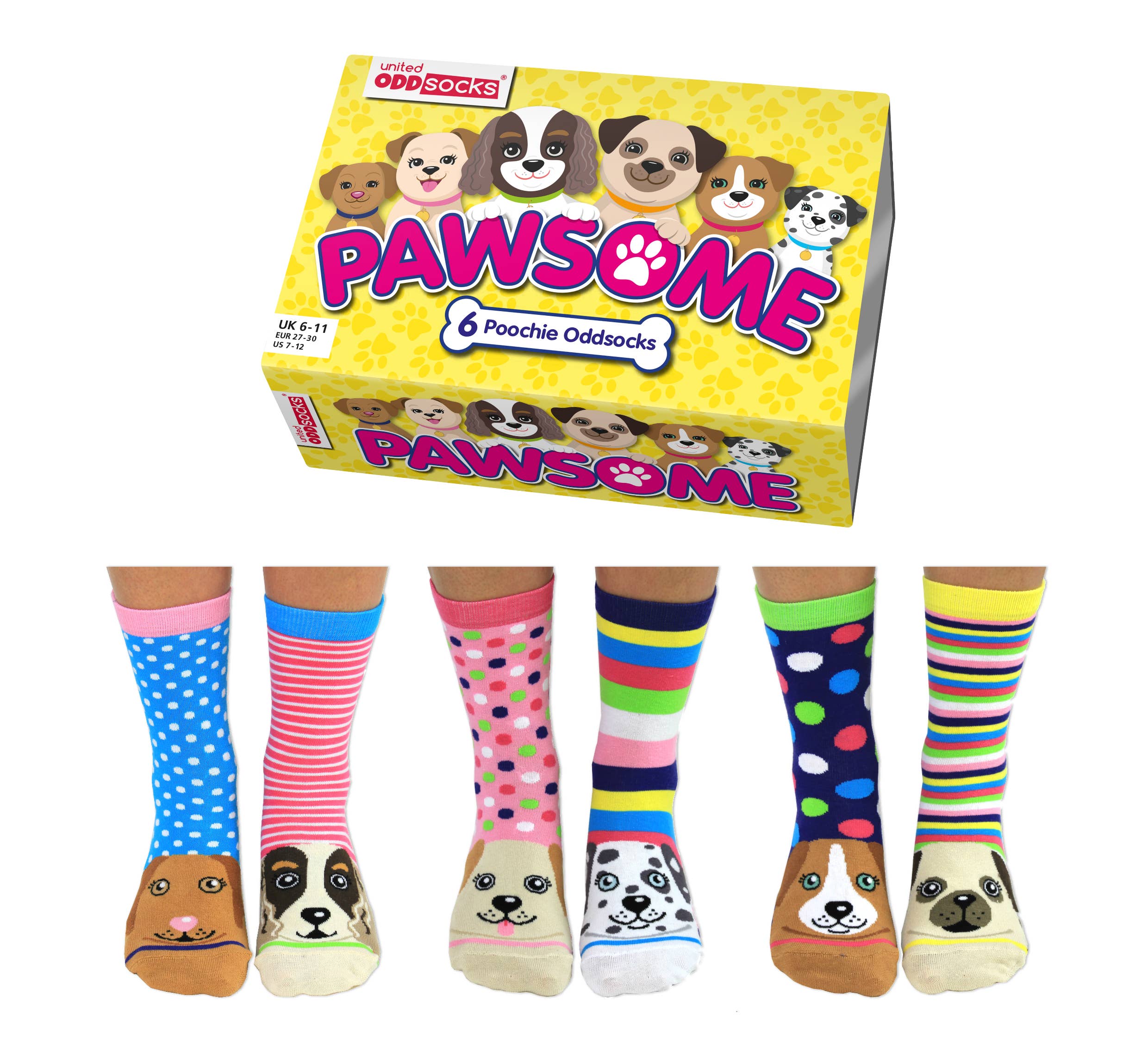 PAWSOME | Coffret cadeau de 6 chaussettes dépareillées - 37-42
