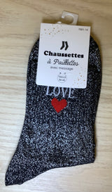Chaussettes à paillettes - Love ❤️ (36-42)