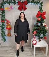 Robe de Fête - Voilage et brillants col/poignets