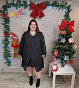 Robe de Fête - Voilage et brillants col/poignets