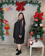 Robe de Fête - Voilage et brillants col/poignets