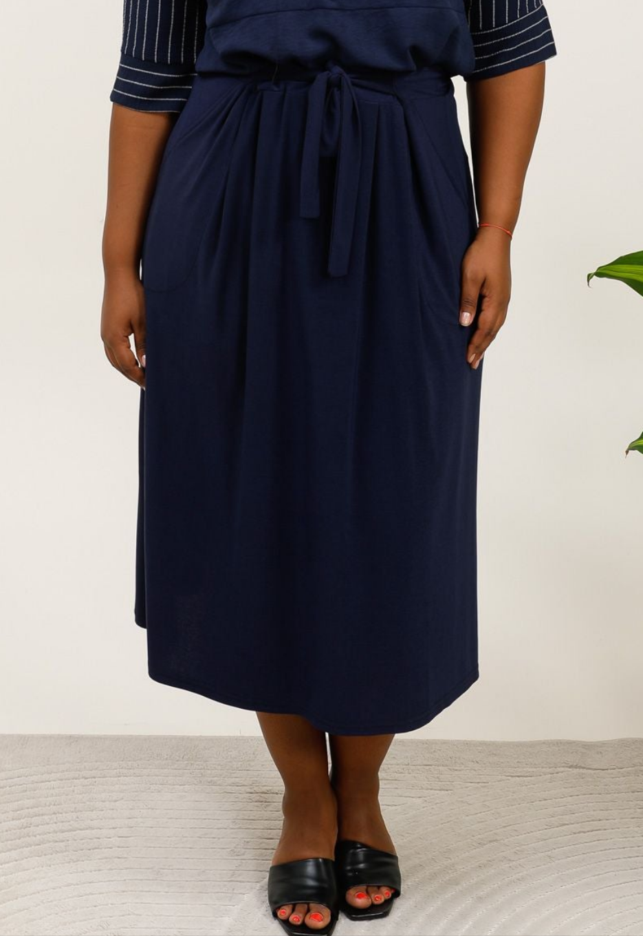 Jupe longue  stretch bleu marine