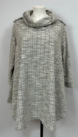 Pull KATY col boule - tweed gris