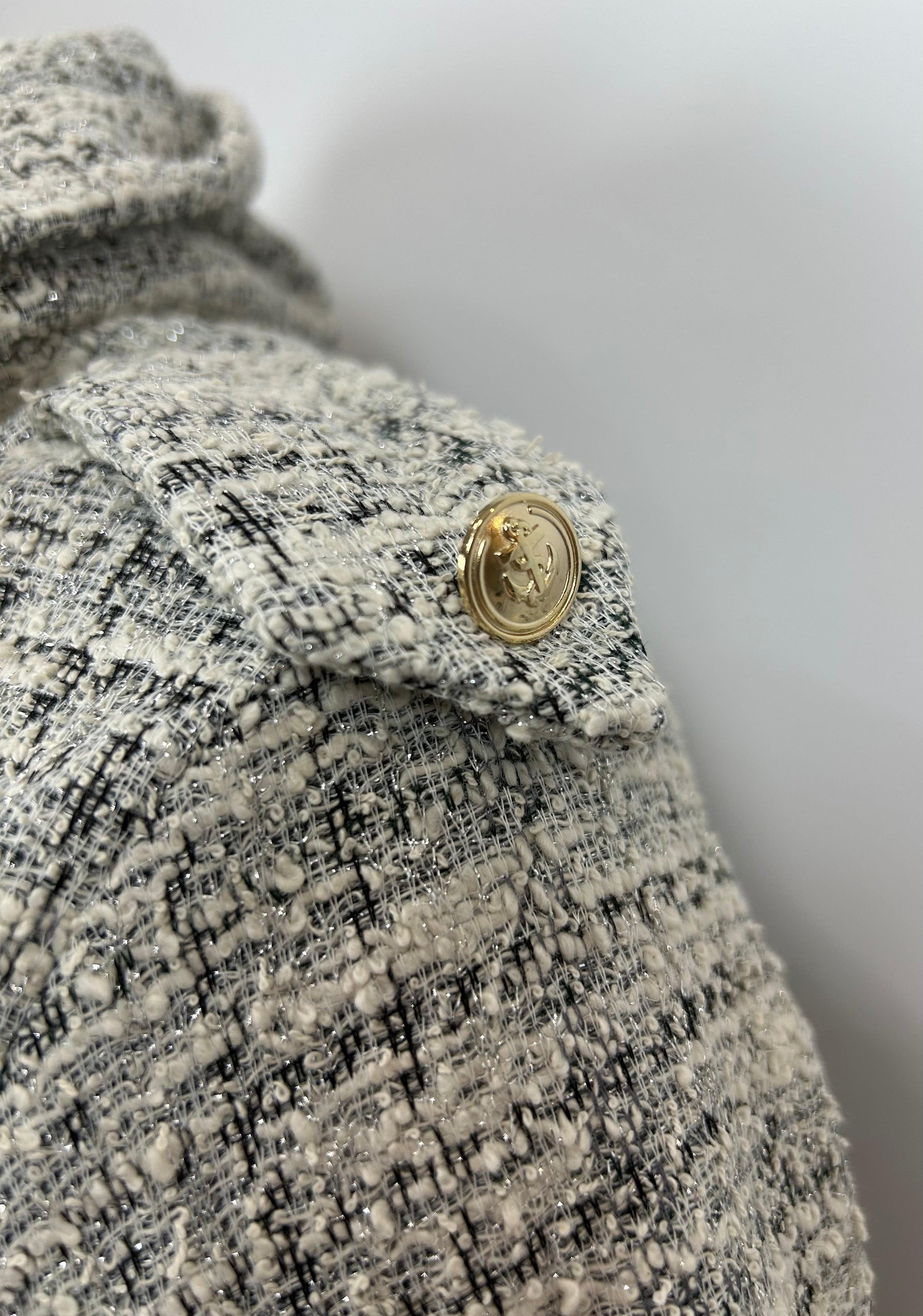 Pull KATY col boule - tweed gris