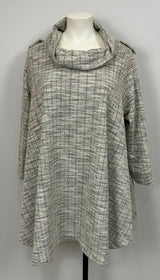 Pull KATY col boule - tweed gris