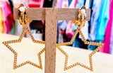 Boucles d'oreilles clip - Étoile dorée avec brillants