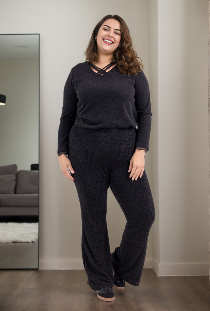 Pantalon évasé à paillettes