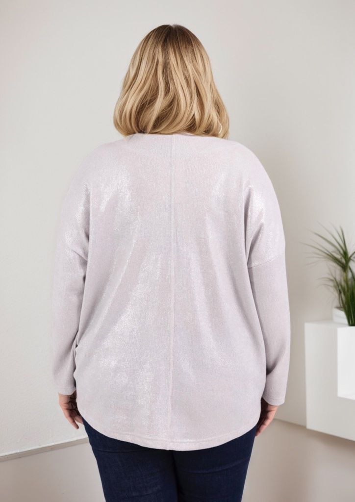 Pull en maille à Paillettes col en V avec poches