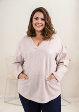 Pull en maille à Paillettes col en V avec poches