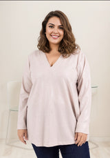 Pull droit col en V à paillettes