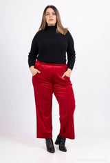 Pantalon stretch velours et paillettes avec poches