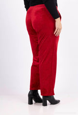 Pantalon stretch velours et paillettes avec poches