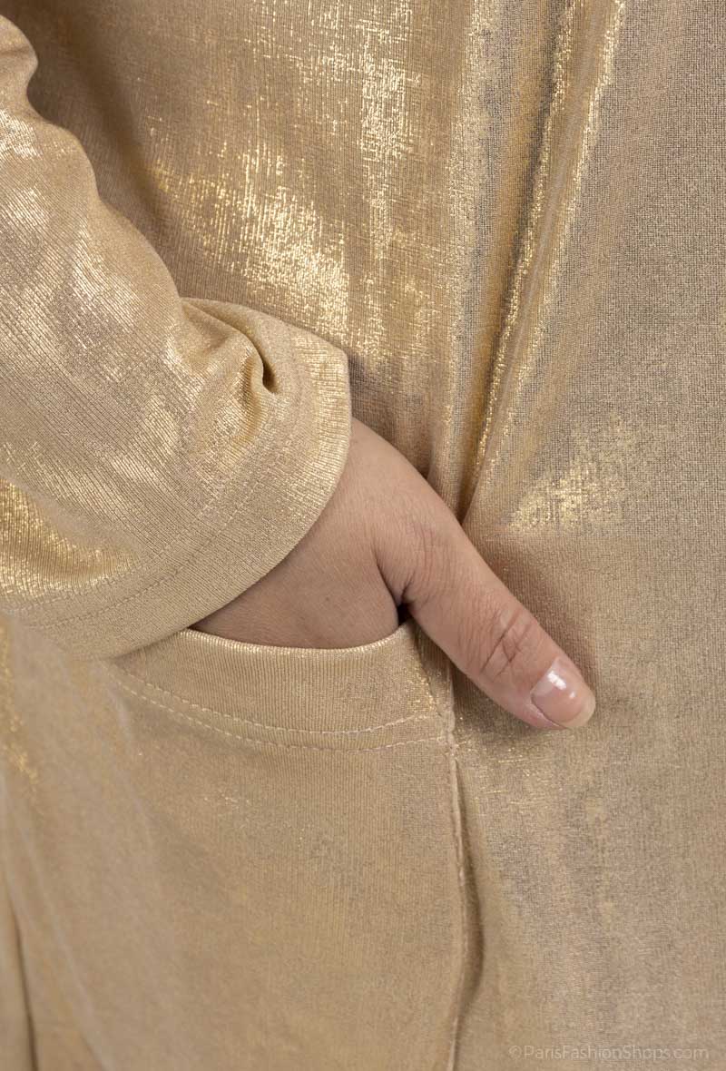 Gilet long brillant avec poche