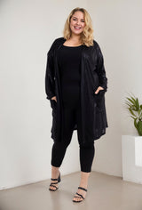 Gilet long brillant avec poche