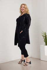 Gilet long brillant avec poche