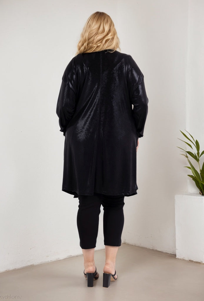 Gilet long brillant avec poche