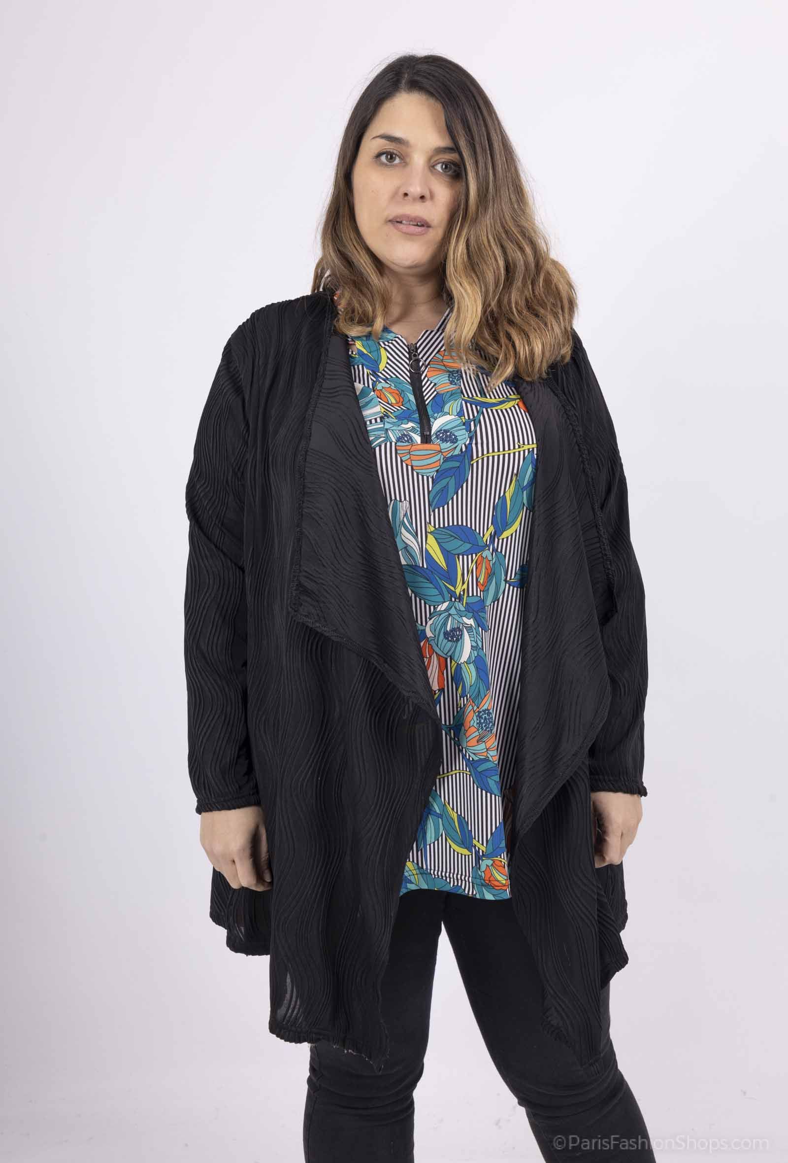 Veste avec col cascade effet texturé