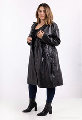Veste longue en simili cuir