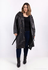 Veste longue en simili cuir
