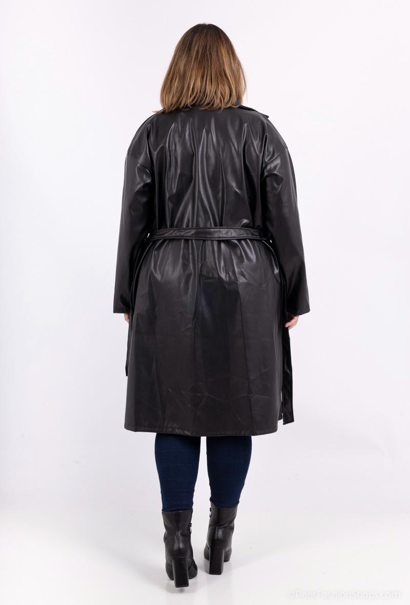 Veste longue en simili cuir