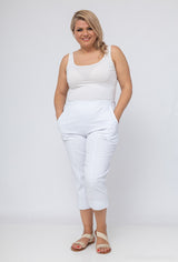 Pantacourt stretch avec poches - Blanc
